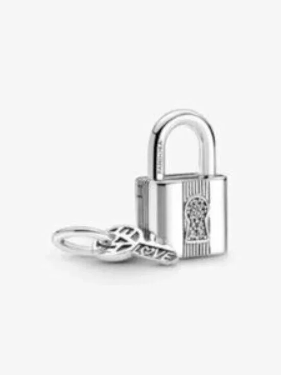 Pandora Padlock and Key Dangle Charm - Picture 1 of 5